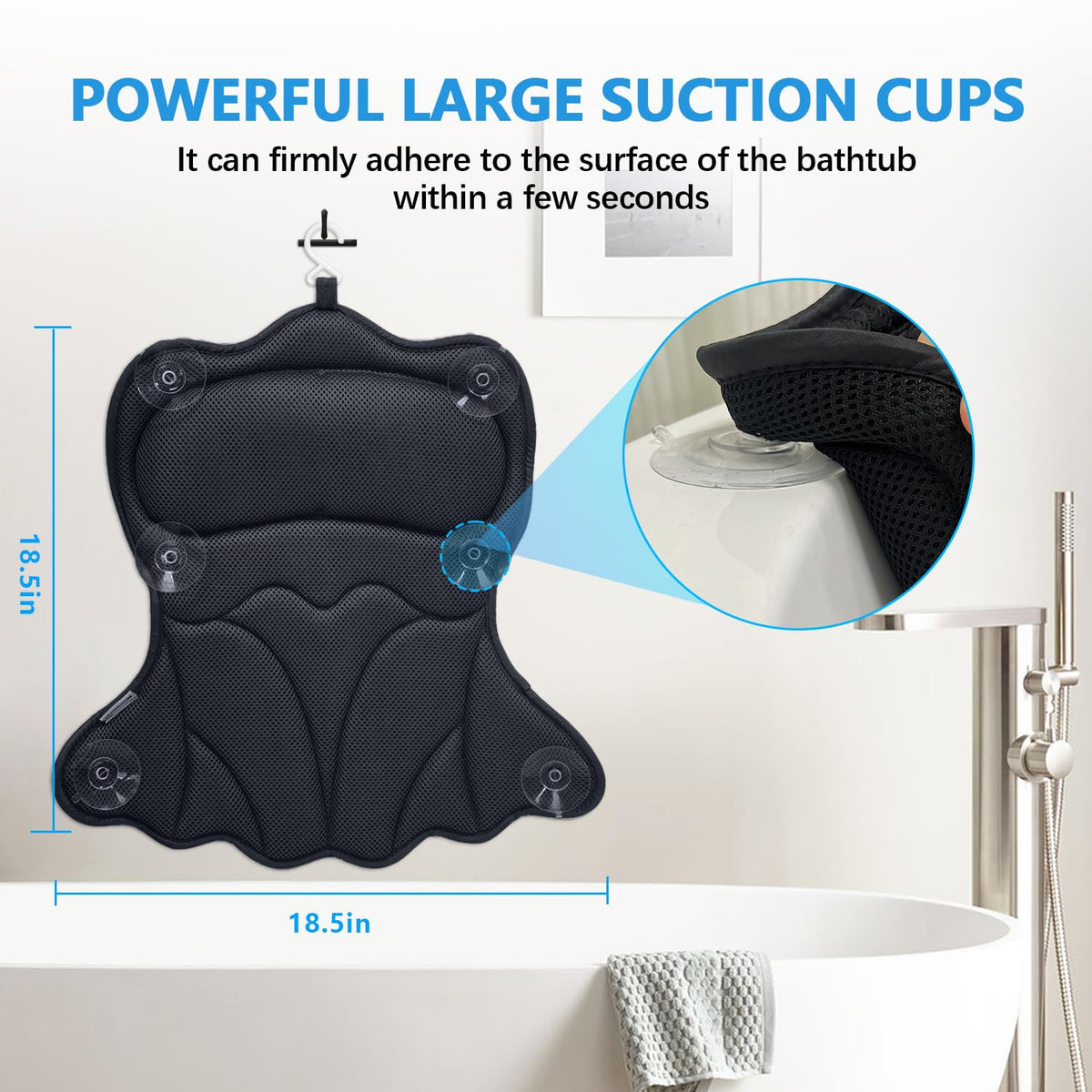 REEZEIVI extra thick bath pillow provides plush cushioning for long soaks.