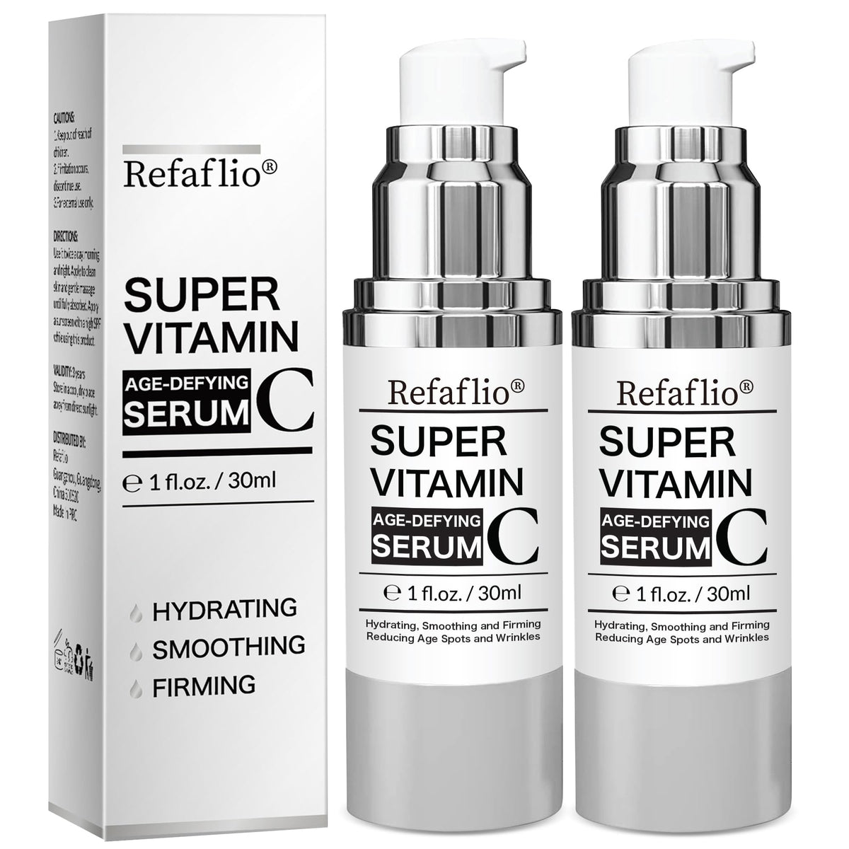 Refaflio Super Vitamin C Serum bottle with orange tint for hydration