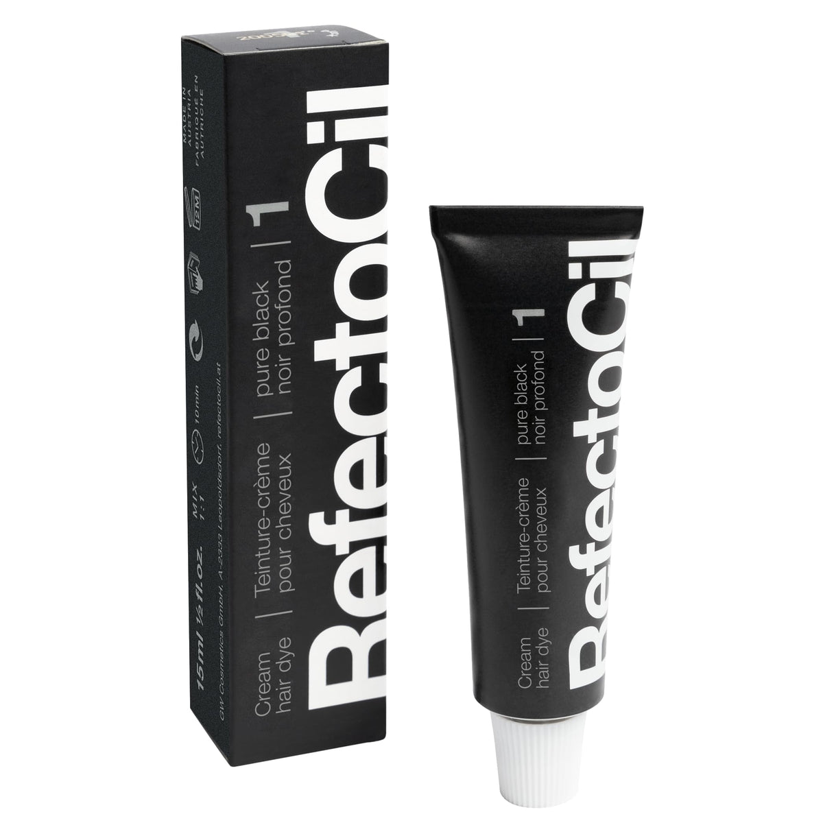 RefectoCil No.3.1 light brown bottle and shade guide for natural brunette tones.