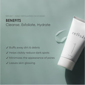 REFLEKT 1 bottle highlights hyaluronic acid for intense hydration.