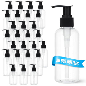 REGAR 8oz empty pump bottle in clear plastic for easy organization.