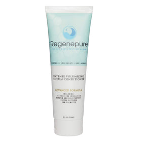 REGENEPURE Intense Volumizing Conditioner bottle shows biotin-rich formula for fuller-looking hair.