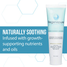 REGENEPURE Intense Volumizing conditioner ingredients copper-peptides panel hints at nourishing support.