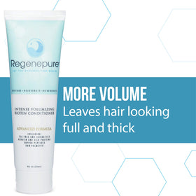 REGENEPURE Intense Volumizing conditioner ingredients tea-tree close-up emphasizes refreshing scalp care.
