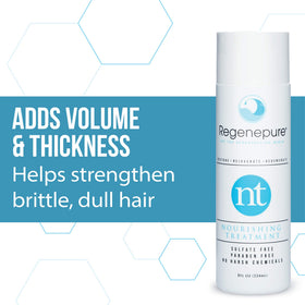 REGENEPURE NT ingredients: lecithin, caffeine, saw palmetto support scalp vitality.