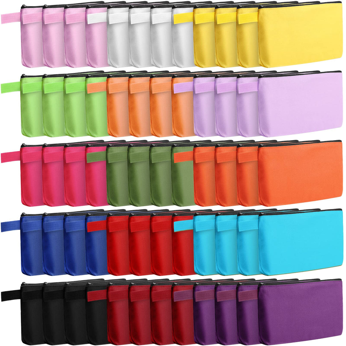 Reginary 60-pack multicolor canvas makeup bags for DIY customization on the go.
