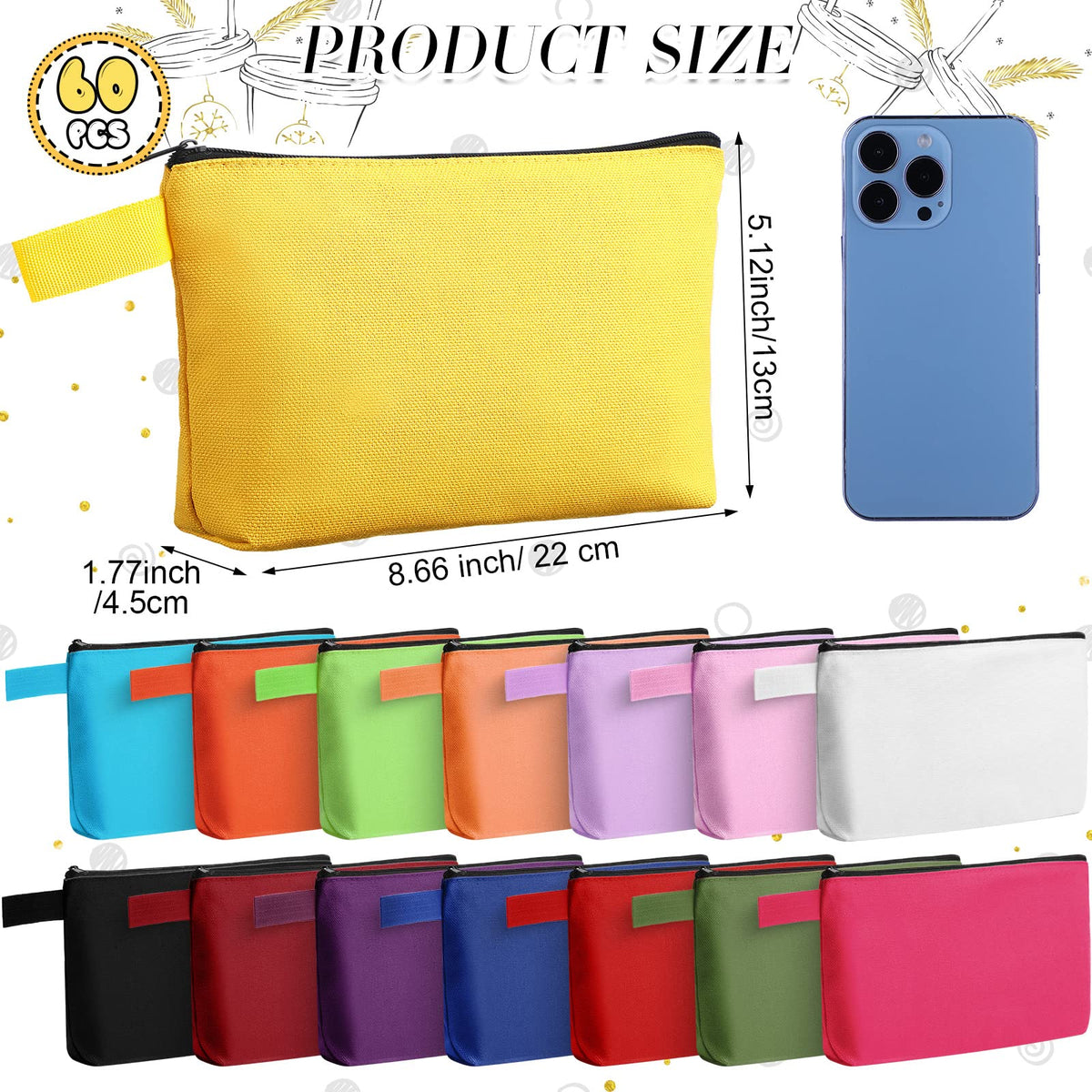 Reginary makeup bag with multi-color panel for easy color coding.