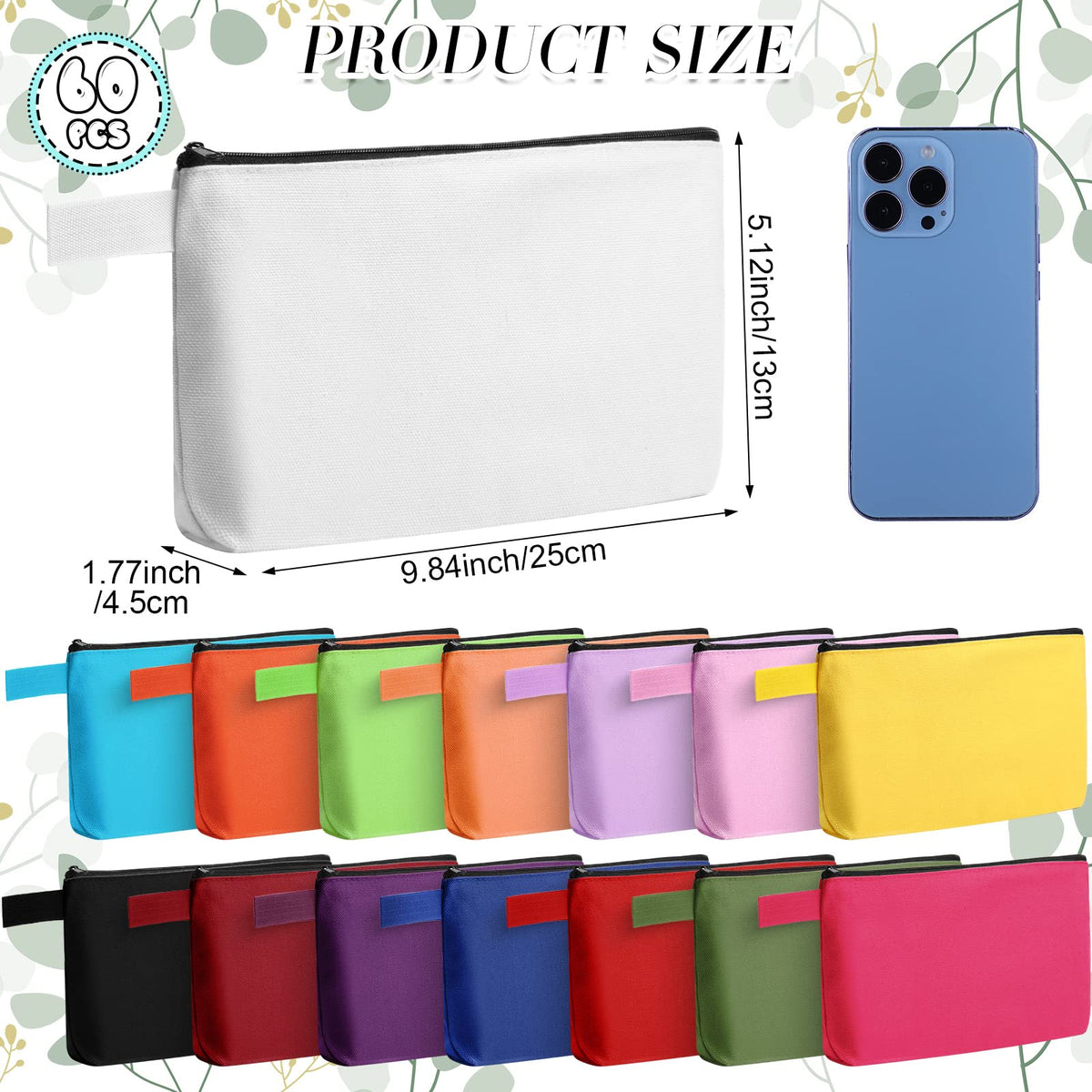 Reginary blank canvas makeup bags for painting, embroidery, and tie-dye projects.