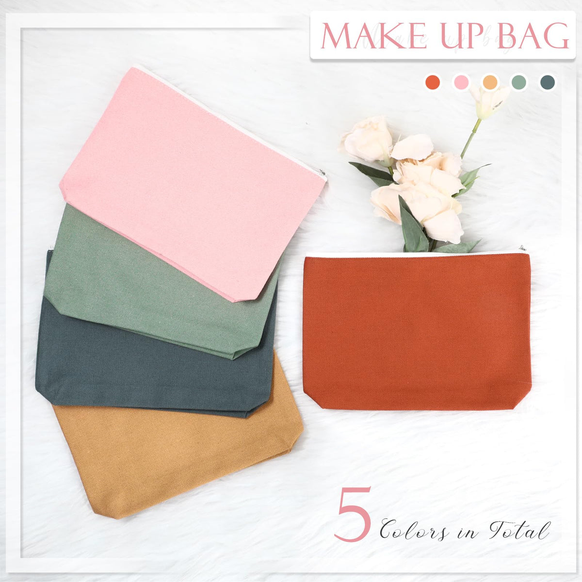 Reginary durable fabric makeup bag, sturdy for daily use and travel.