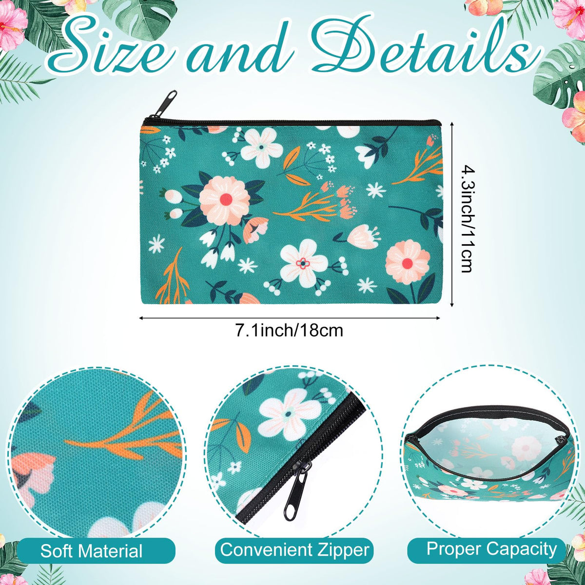 Reginary canvas makeup pouch for travel fits easily in a tote or backpack