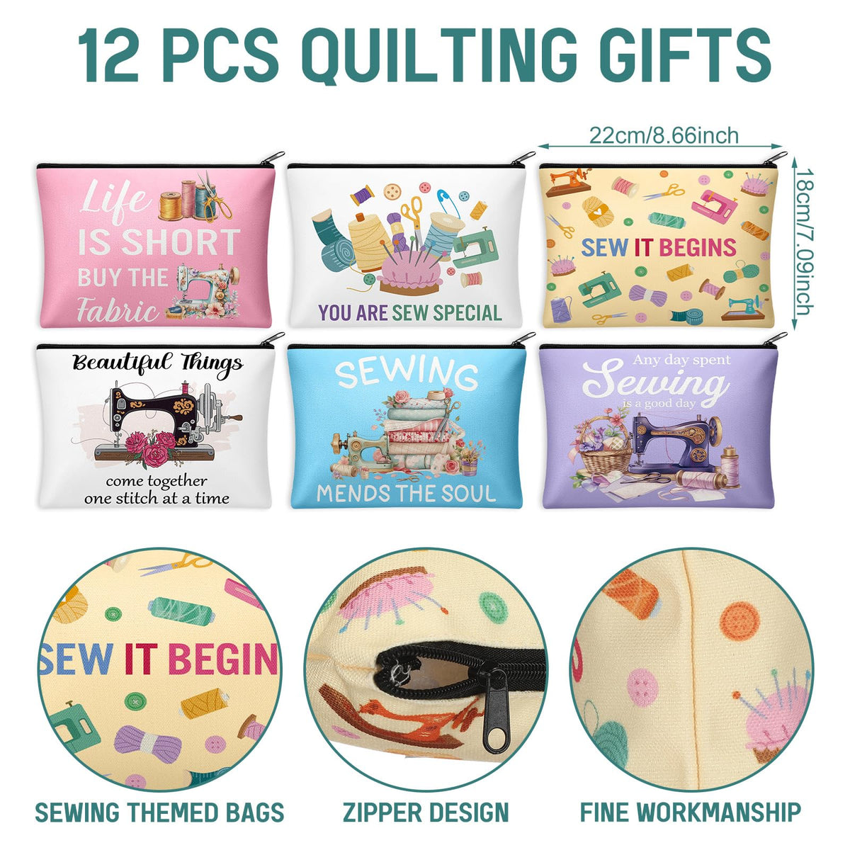 Reginary canvas makeup pouch with zipper for durable daily use