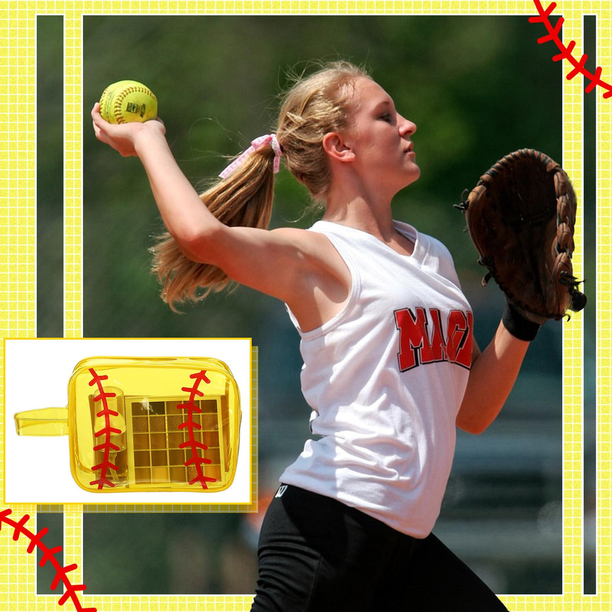 Reginary cheer-ready pouch doubles as a clutch for events.