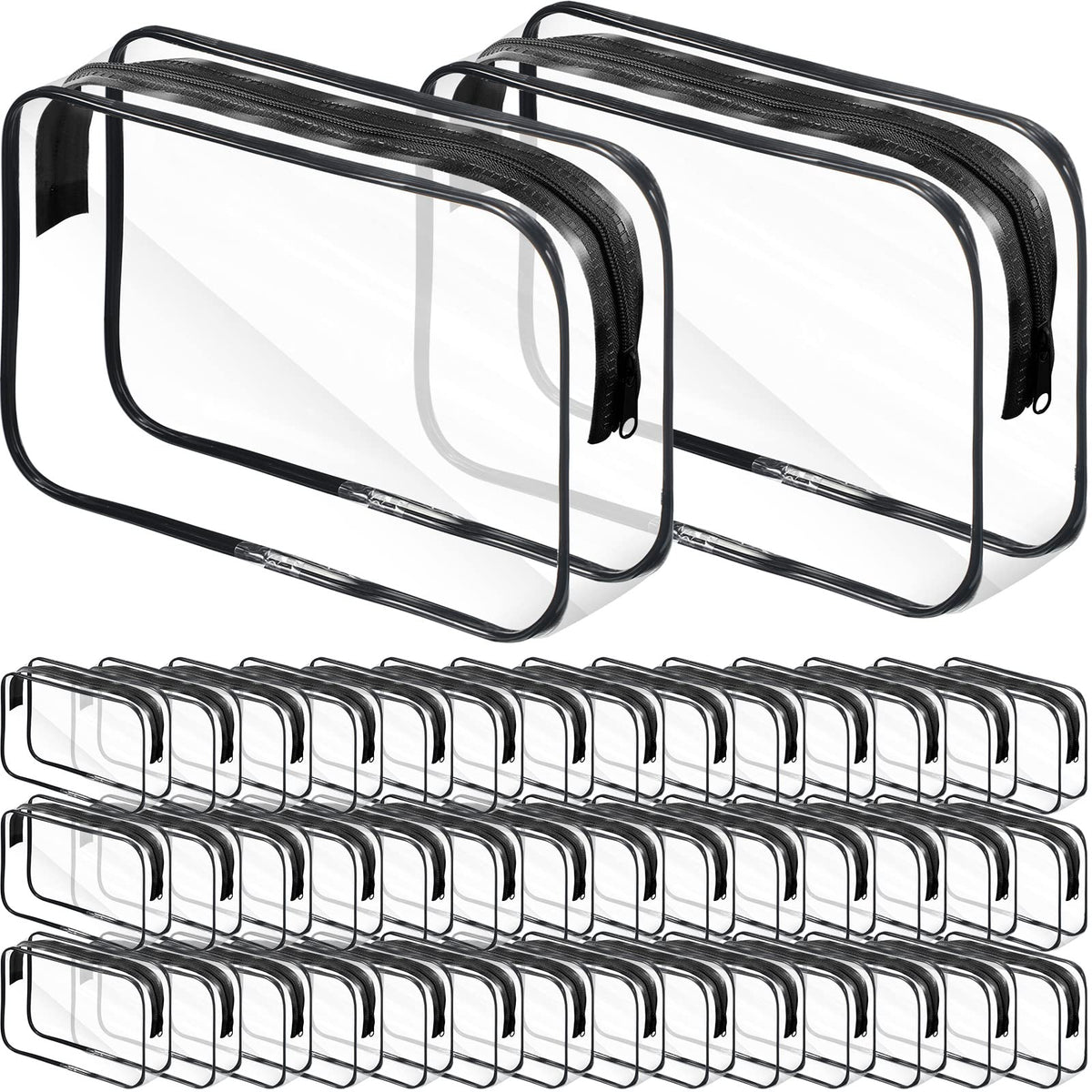 Reginary clear makeup bag zipper closeup for quick access on trips