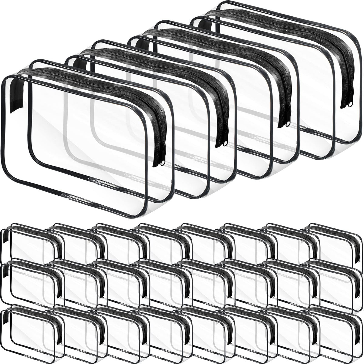Reginary clear makeup bags with black zipper for easy travel organization.