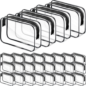 Reginary clear makeup bags with black zipper for easy travel organization.