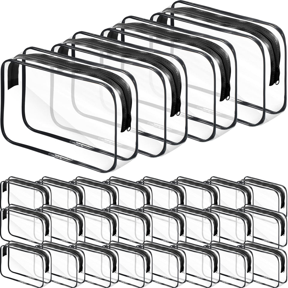 Reginary clear makeup bags with black zipper for easy travel organization.