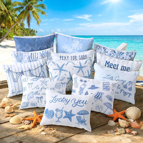 Reginary coastal cowgirl makeup bag seashell design in blue ideal for everyday carry