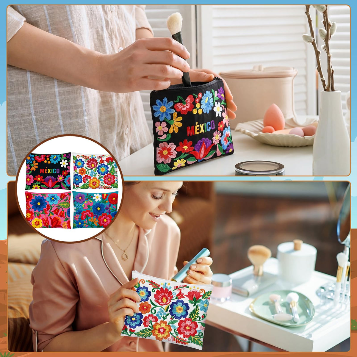Reginary multicolor embroidery bag ideal for keys and cords