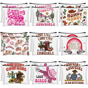Reginary cowgirls makeup bags front view, compact western organizers for cosmetics on the go