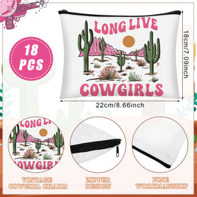 Reginary cowgirls makeup bags pattern variety, vintage western charm for gift-ready sets