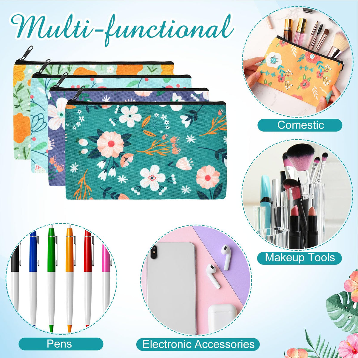 Reginary daily-use makeup bags simplify storage of pencils and small items