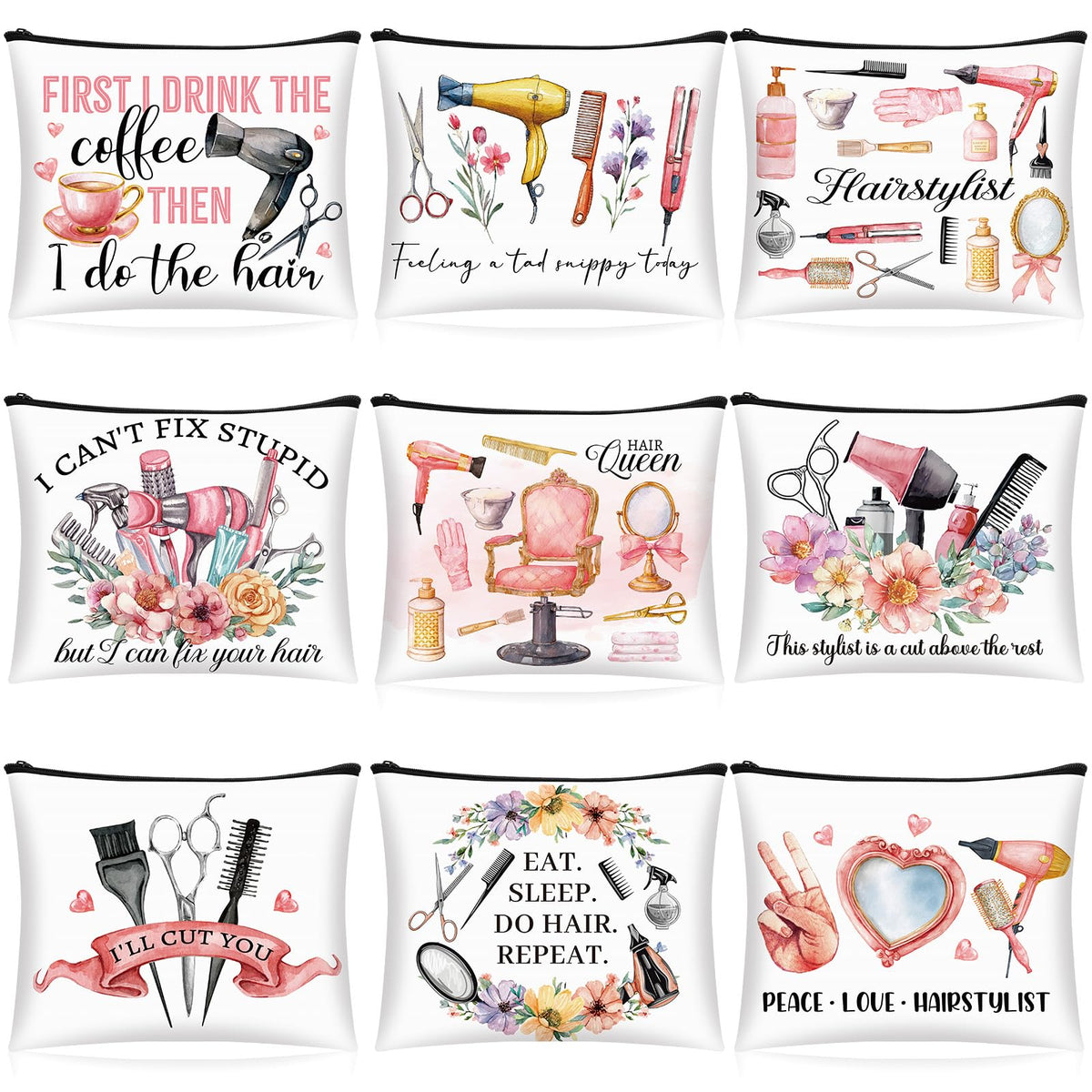 Reginary hairstylist gift bag front view with tool-themed design for professional gifting
