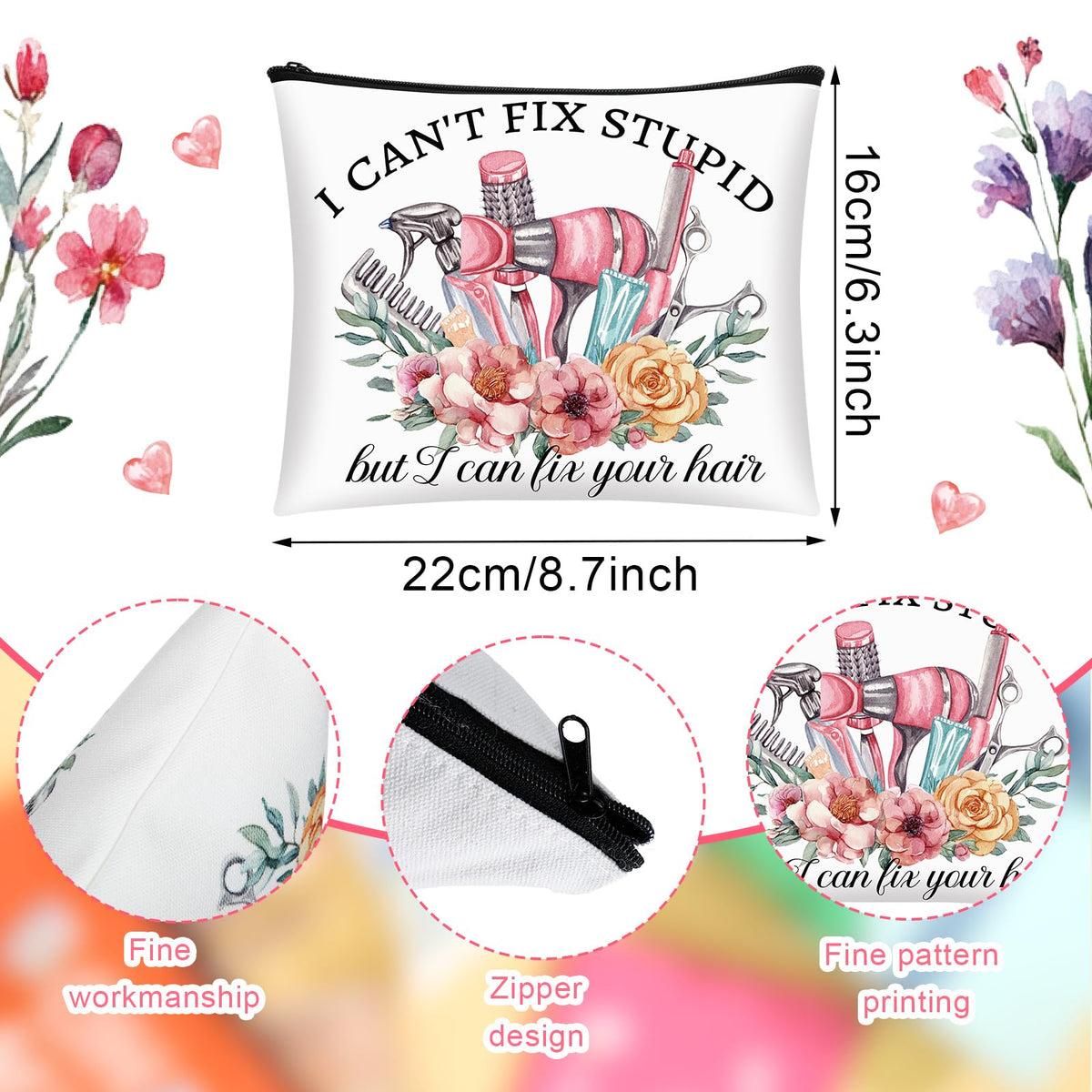 Reginary hairstylist gift bag tools design close-up highlights hairstylist motif