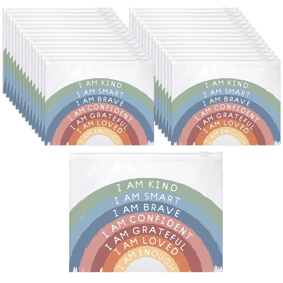 Reginary inspirational makeup bag front view showing compact size for easy carry
