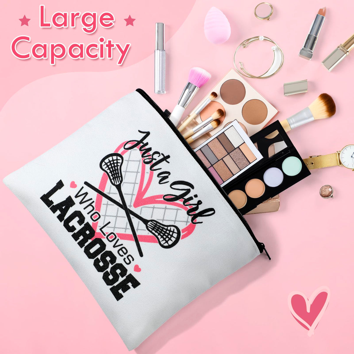 Reginary lacrosse makeup bag design 5 double-sided print for sporty style.