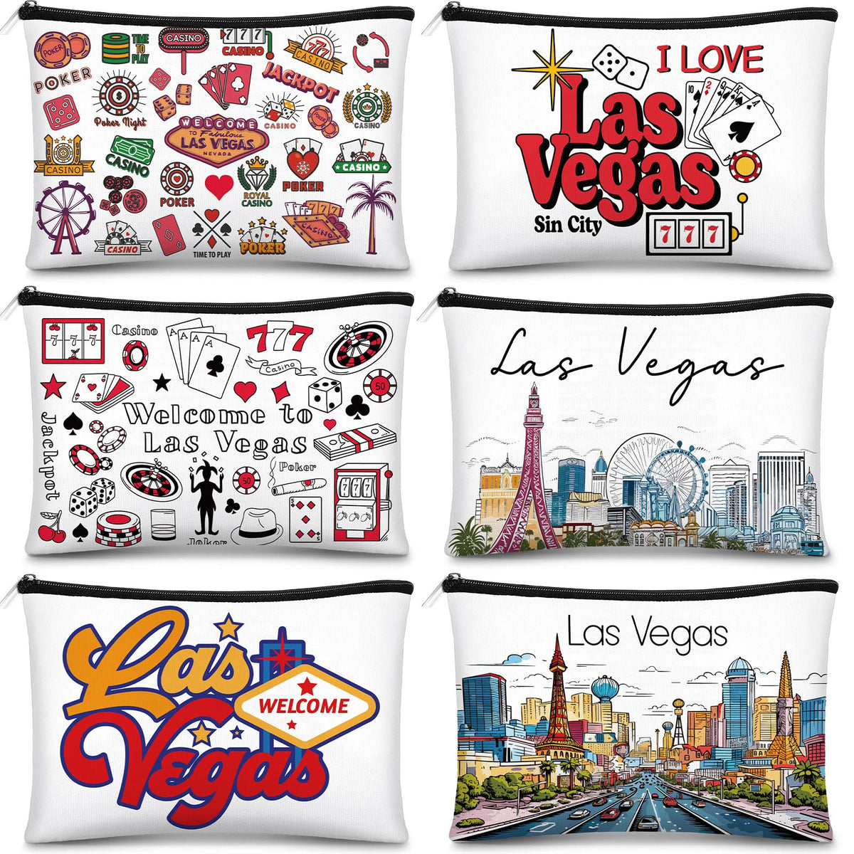 Reginary Las Vegas cosmetic bag pattern 1 for travel and makeup organization.