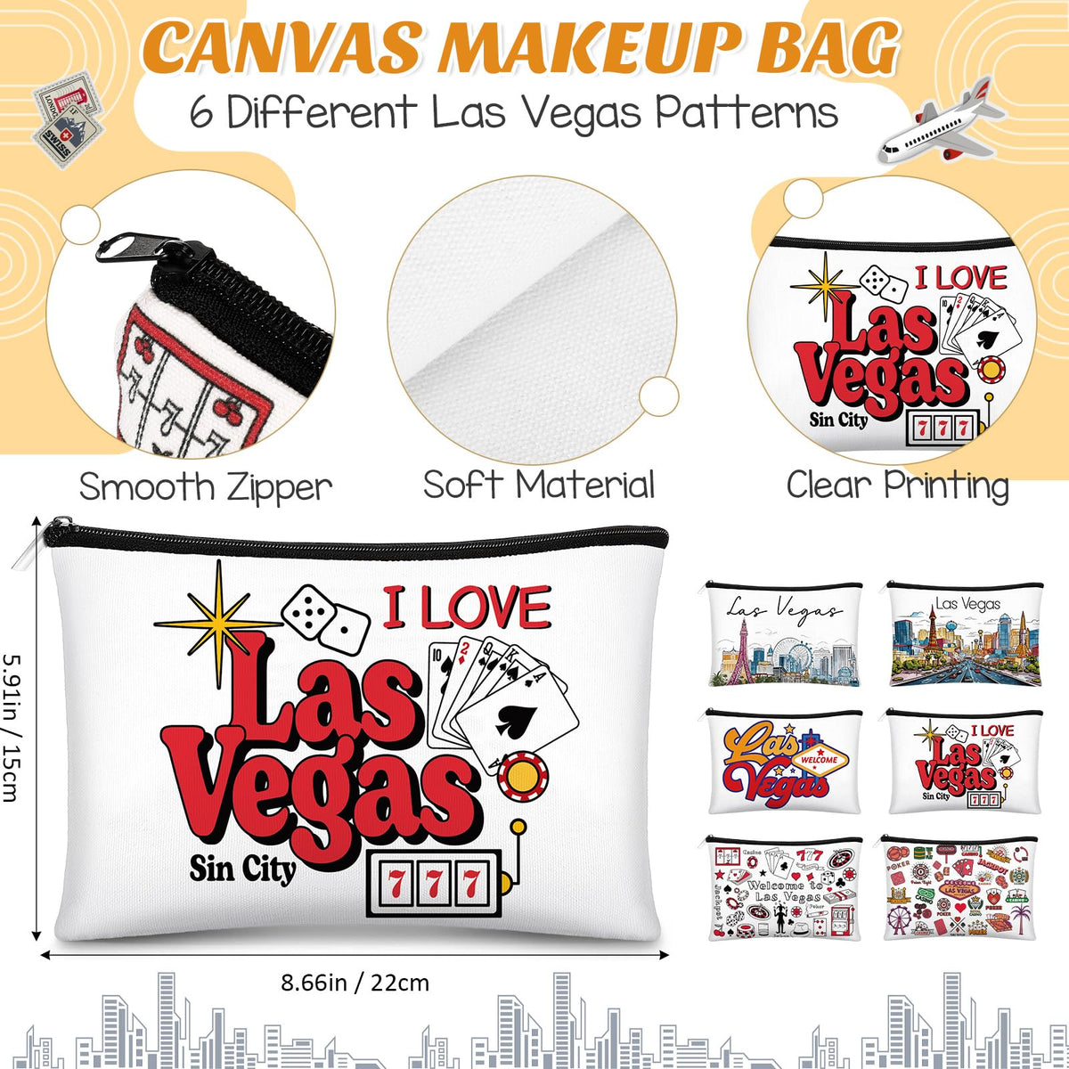 Reginary Las Vegas cosmetic bag pattern 2 keeps daily essentials organized.