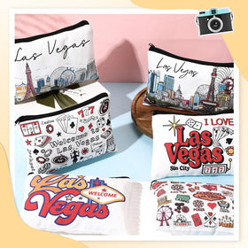 Reginary Las Vegas cosmetic bag pattern 4 stylish Las Vegas gift-ready design.