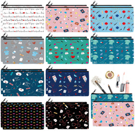 Reginary nurse-pattern canvas pouch with zipper for organized cosmetics on the go.