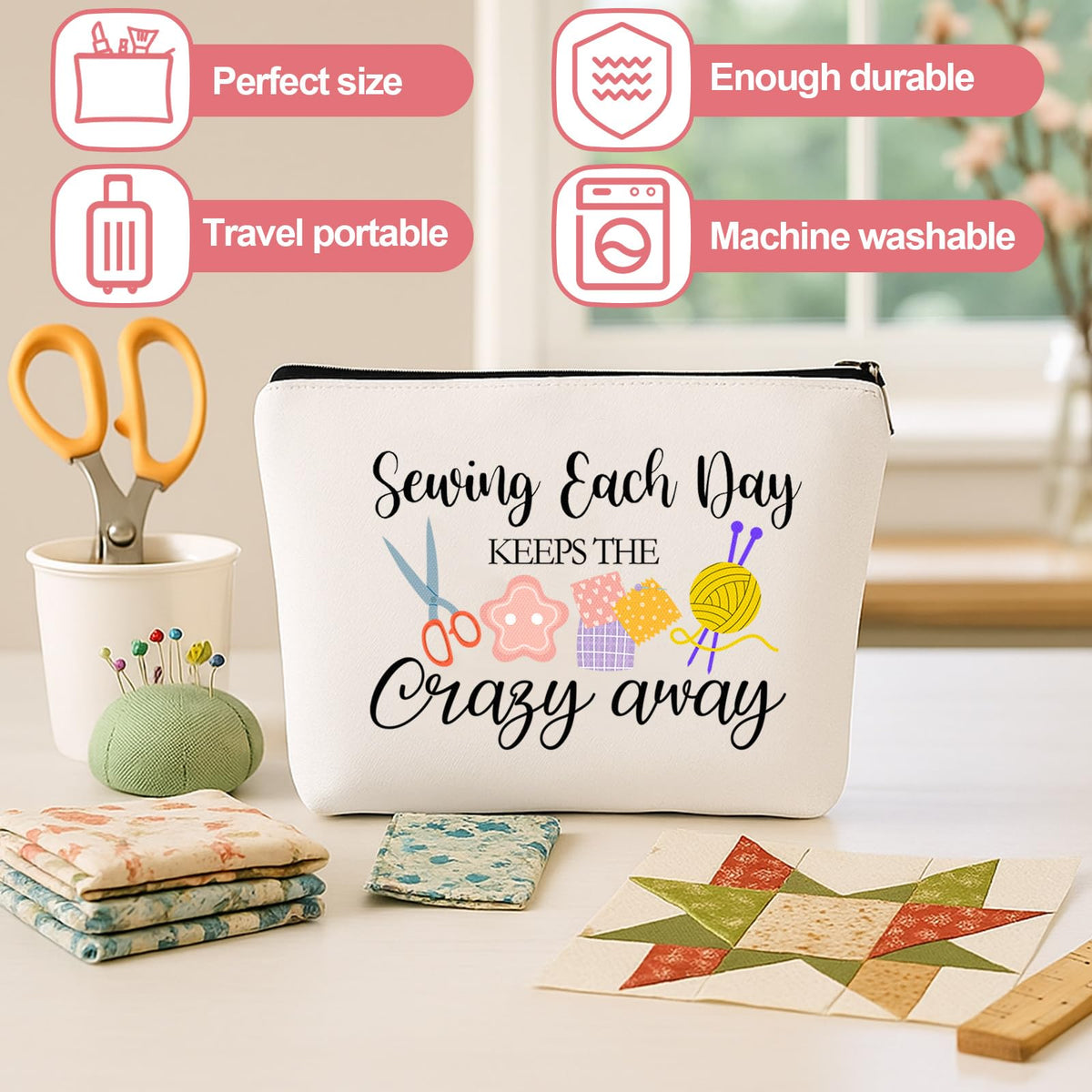 Reginary sewing bag pattern 4 features secure zipper closures for on-the-go cosmetics.