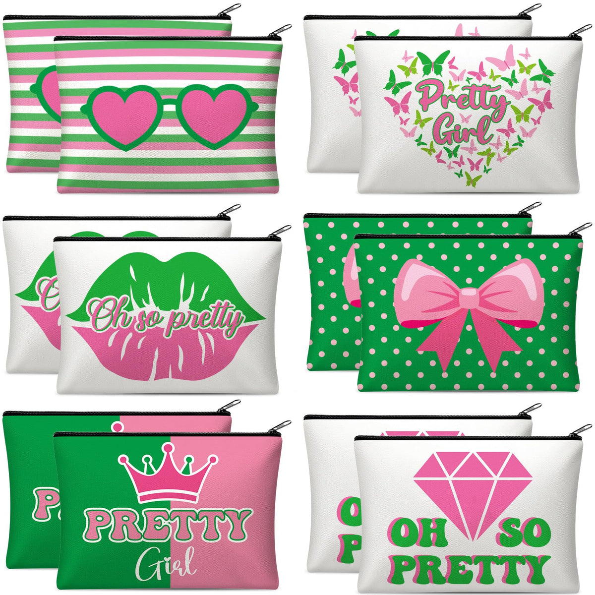 Reginary sorority makeup bags with bow design, ideal for organized storage during events