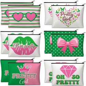 Reginary sorority makeup bags with bow design, ideal for organized storage during events