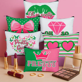 Reginary sorority makeup bags with heart design, easy reach for cosmetics