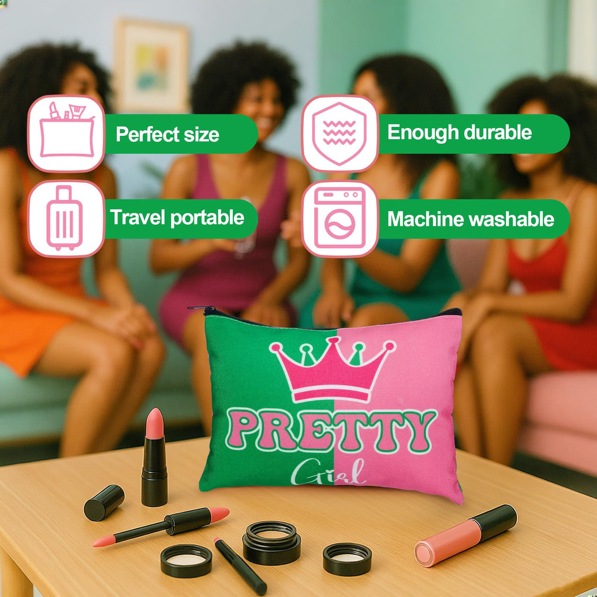 Reginary sorority makeup bags in durable polyester for daily use