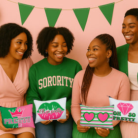 Reginary sorority makeup bags pastel green accents, versatile for snacks or essentials