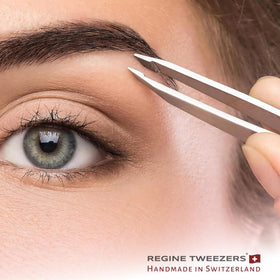 Regine Switzerland tweezers for brow shaping and fine facial hair removal.