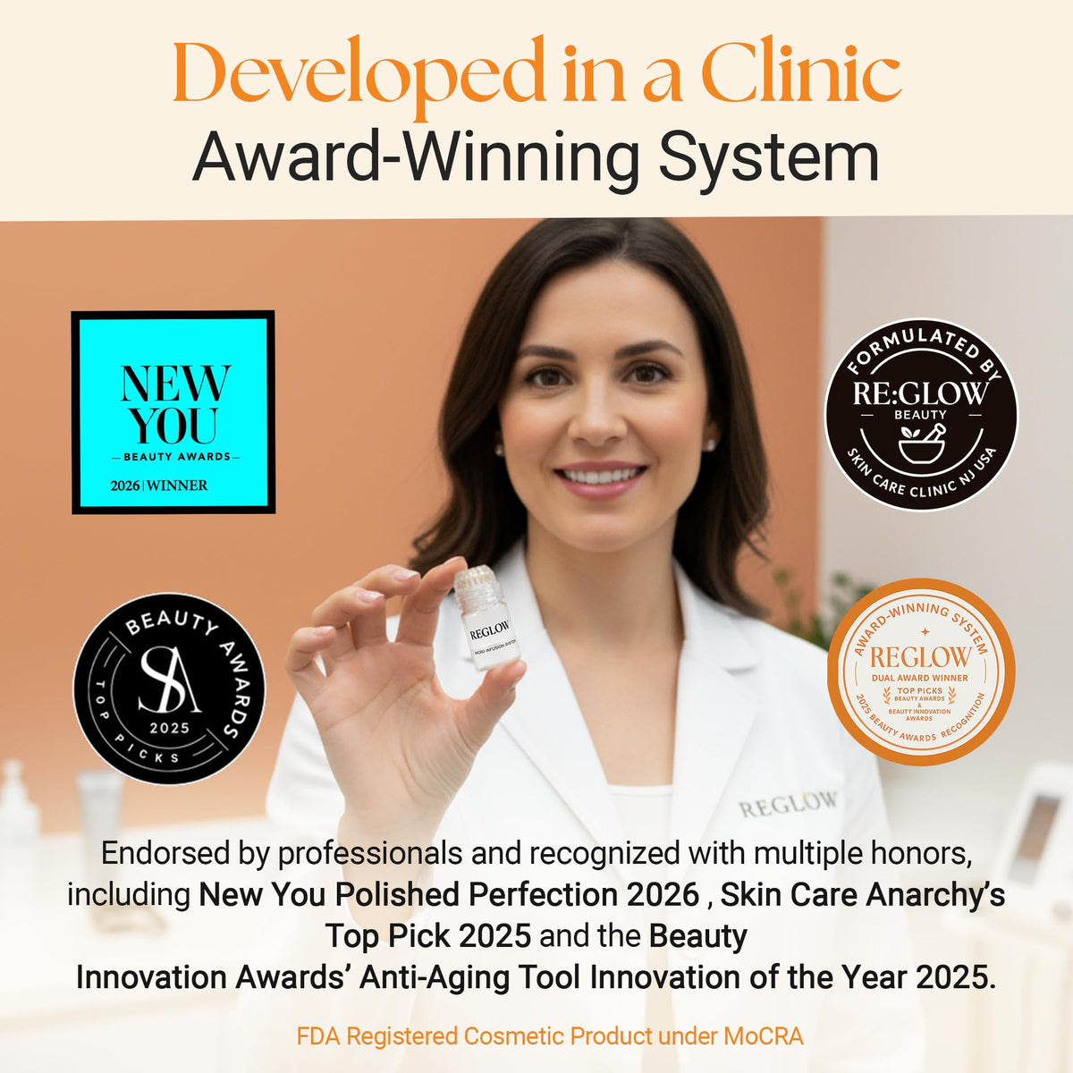 ReGlow 24K gold microneedling tool delivering precise application and glow