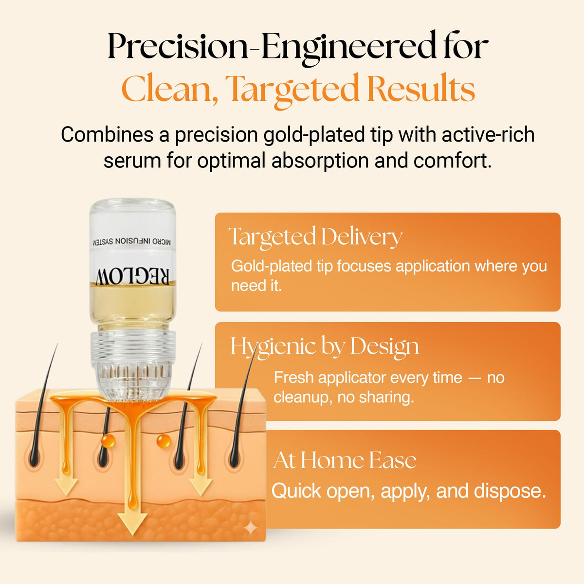 ReGlow 24k-gold-plated-applicators arranged neatly for hygienic at-home use.