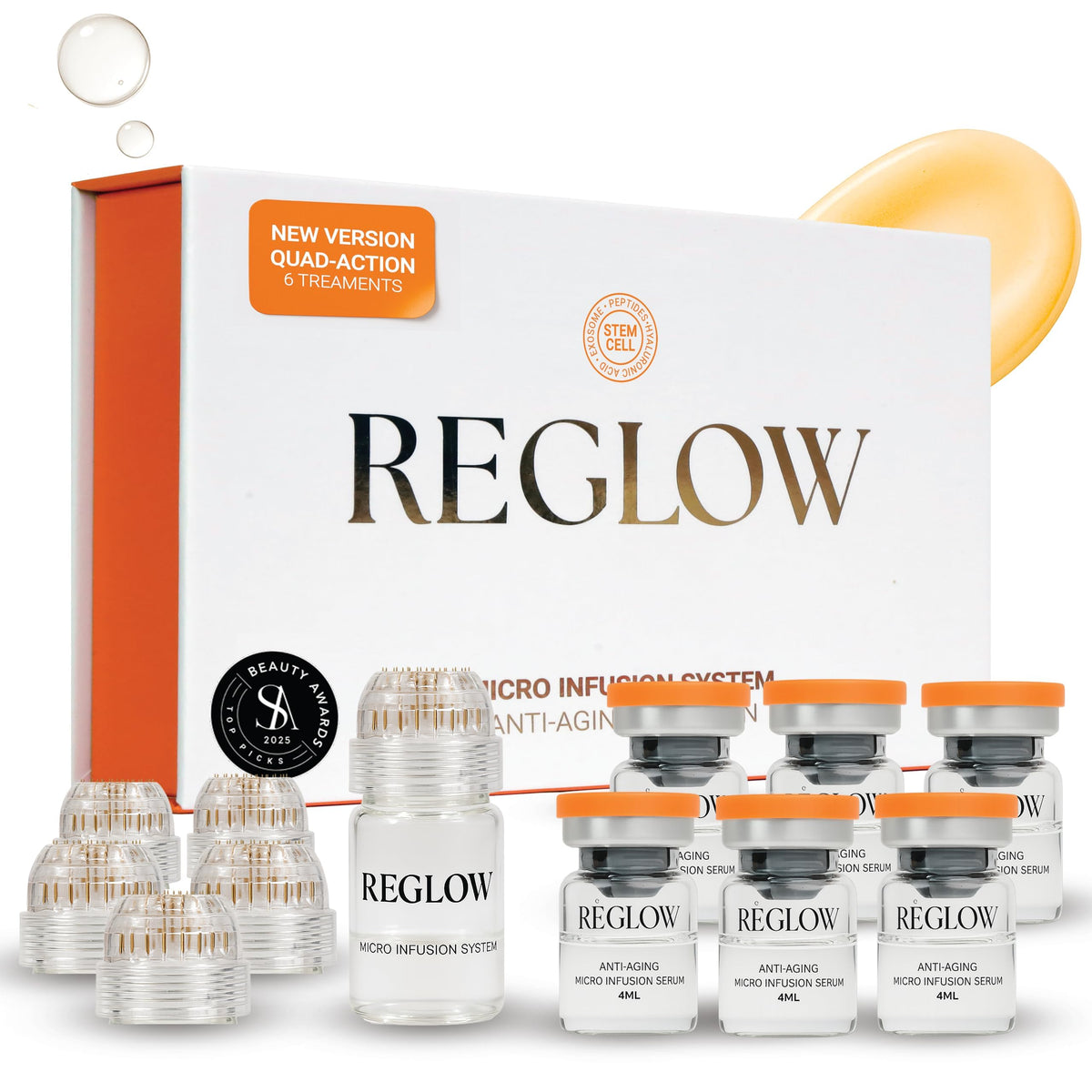 ReGlow micro infusion system face image showing enhanced delivery for smoother skin