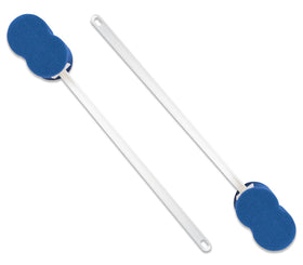 Rehabilitation Advantage blue hourglass sponge promotes gentle cleansing for sensitive skin.