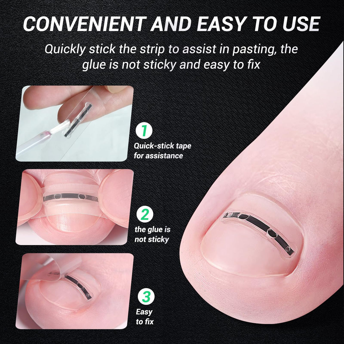 Reieset easy-application quick-stick strip enables clean, glue-free use