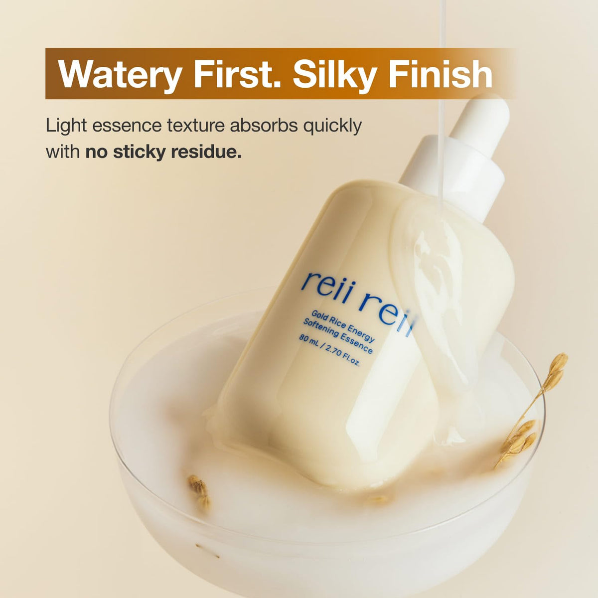 morning routine shot featuring reii reii Gold Rice Energy Essence for sensitive skin