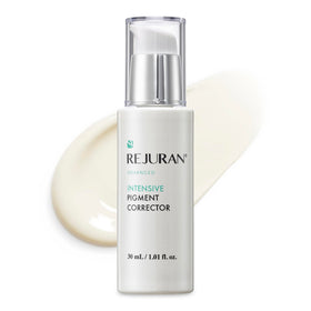 REJURAN bottle close-up showing pigment correction for even skin tone