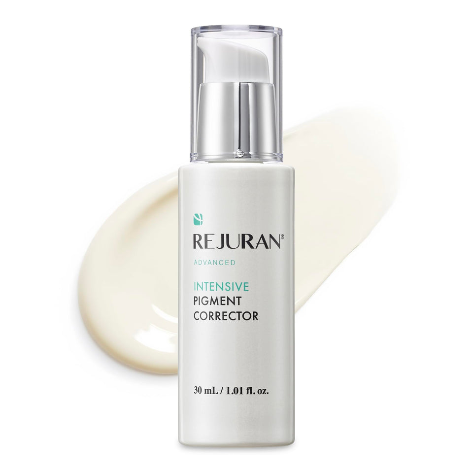 REJURAN bottle close-up showing pigment correction for even skin tone