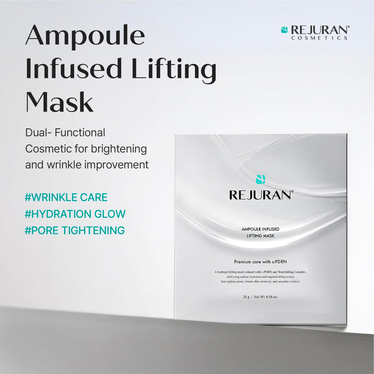 REJURAN Ampoule-Infused Lifting Mask close-up texture shows rich serum