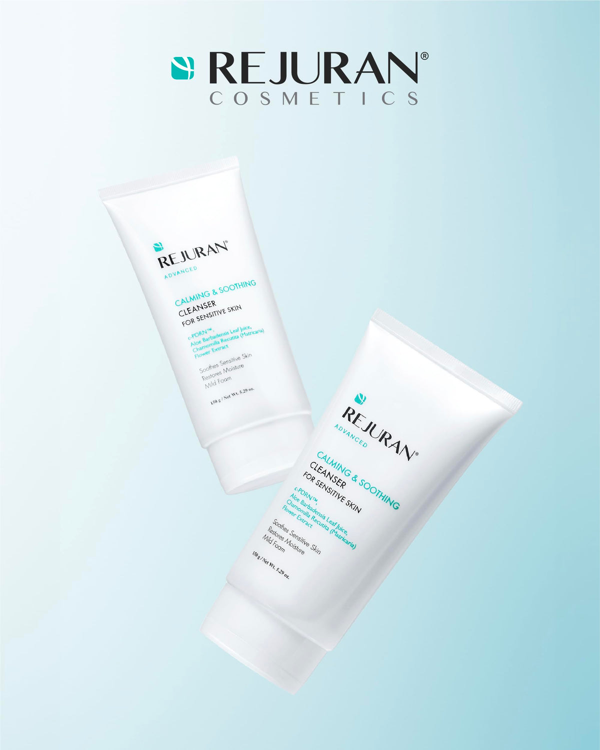 REJURAN Calming Cleanser packaging front featuring premium daily-use design.